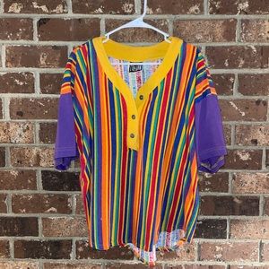 Italian Club Vintage T-shirt Size L Colorful Stripes